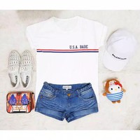 TBI T-Shirt USA Babe Tee Baju Kaos Babe USA Tumblr Tumbler