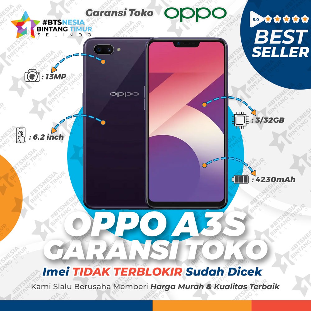 OPPO A3S 3/32 GB GARANSI TOKO 1 BULAN | Shopee Indonesia