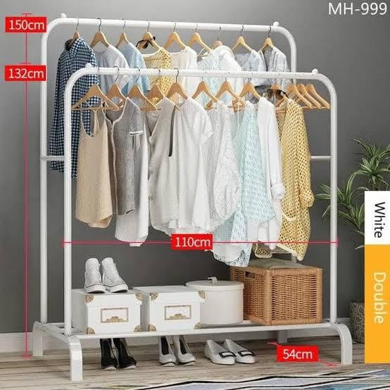 

MURAH HB999 Gantungan Baju Stand Hanger Gawang Double Rack - Putih
