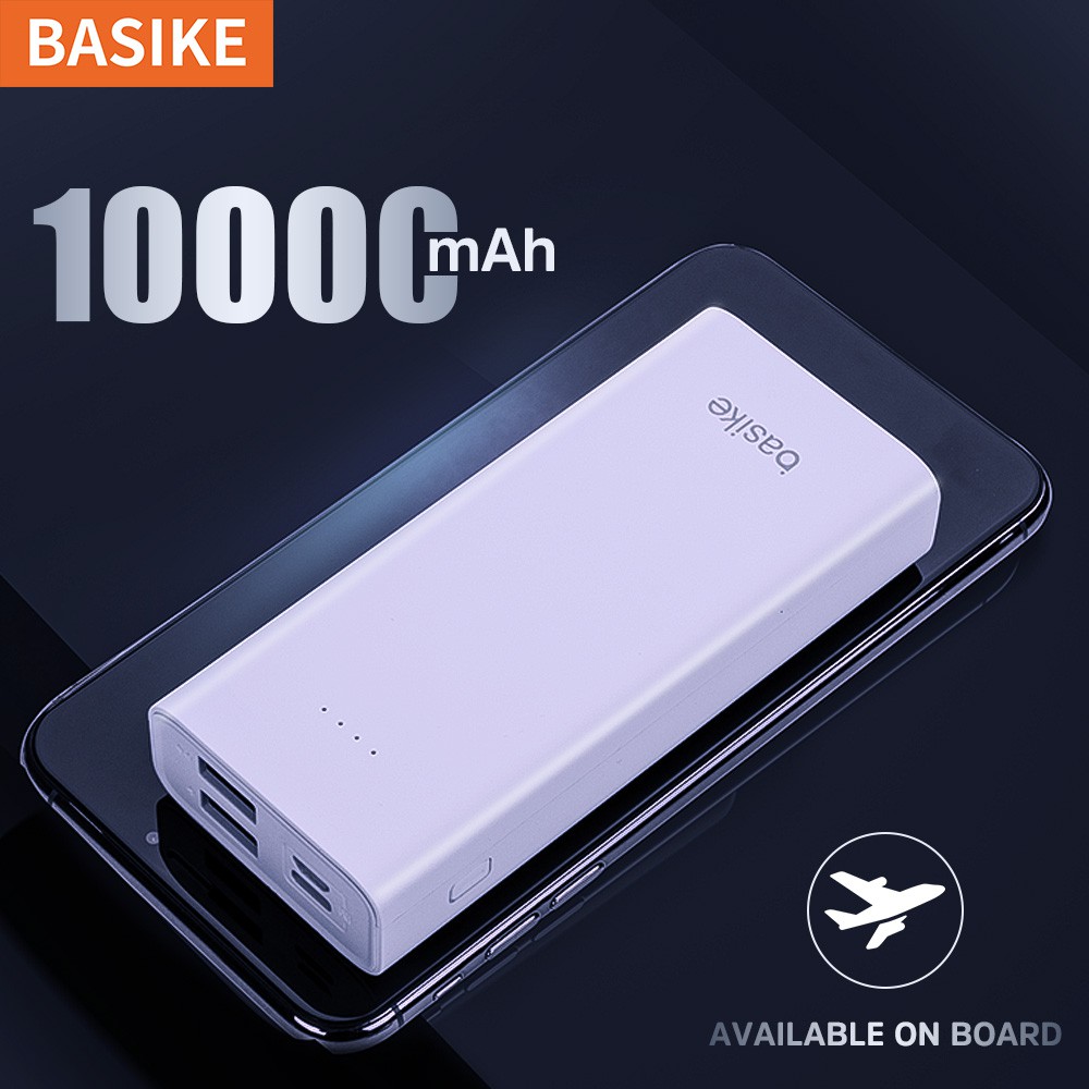 PowerBank Fast Charging Murah Mini Power Bank Dual USB LED 10000 mAh Iphone Xiaomi Samsung BASIKE