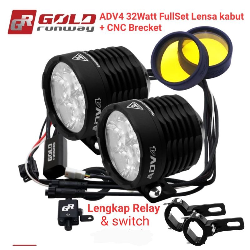 Gold Runway light spot lampu fog lamp 32watt ADV4 full set + cnc brecket