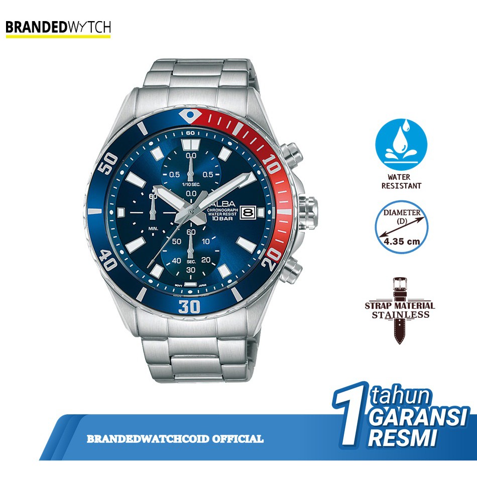 Jam Tangan Alba Pria Chronograph AM3801X1 Original Alba AM3801 Diameter 4,35 cm