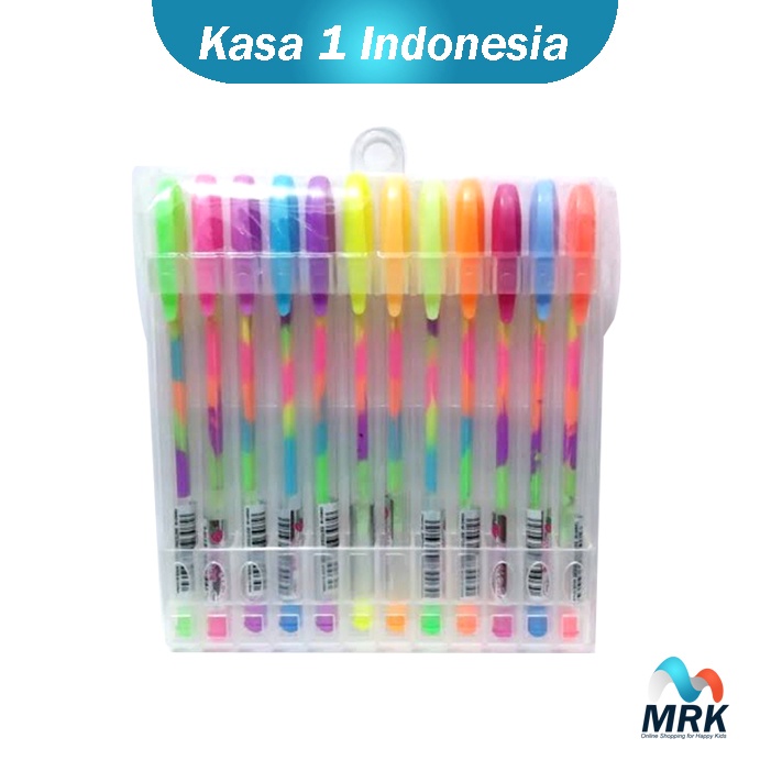 

12 PCS Pulpen Glitter Warna Tinta Pelangi / ATK Sekolah