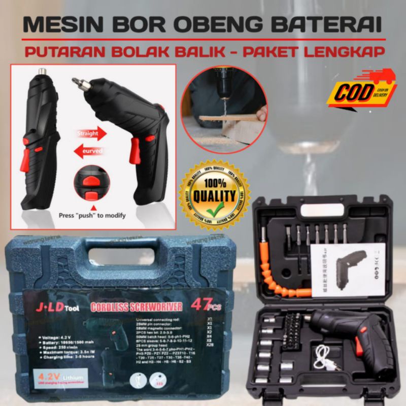 PAKET BOR ELEKTRIK OBENG BATERAI