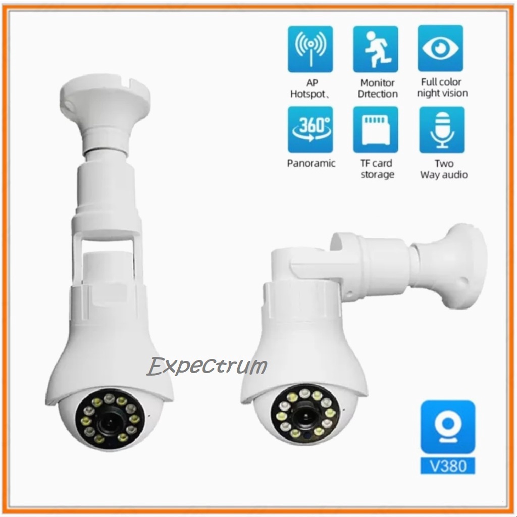 IPCAM / IP Camera bohlam V380 PTZ, 5 IR &amp; 6 LED Color Night