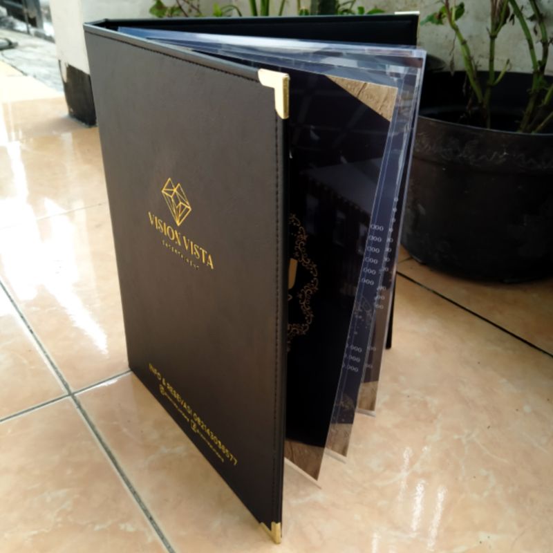 

Cover Buku Menu A4 +Siku Ring Binder - Cafe Resto Hotel Dll - Isi Plastik 10 Lembar