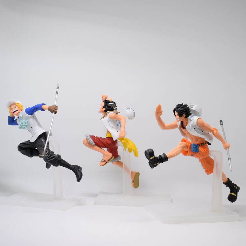 Action Figure One piece Luffy Running With Sabo &amp; ace ASL Marine Ver.