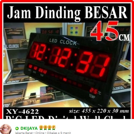 XY4622 JAM DINDING DIGITAL BESAR LED CLOCK WALL 45 CM XY-4622 4622