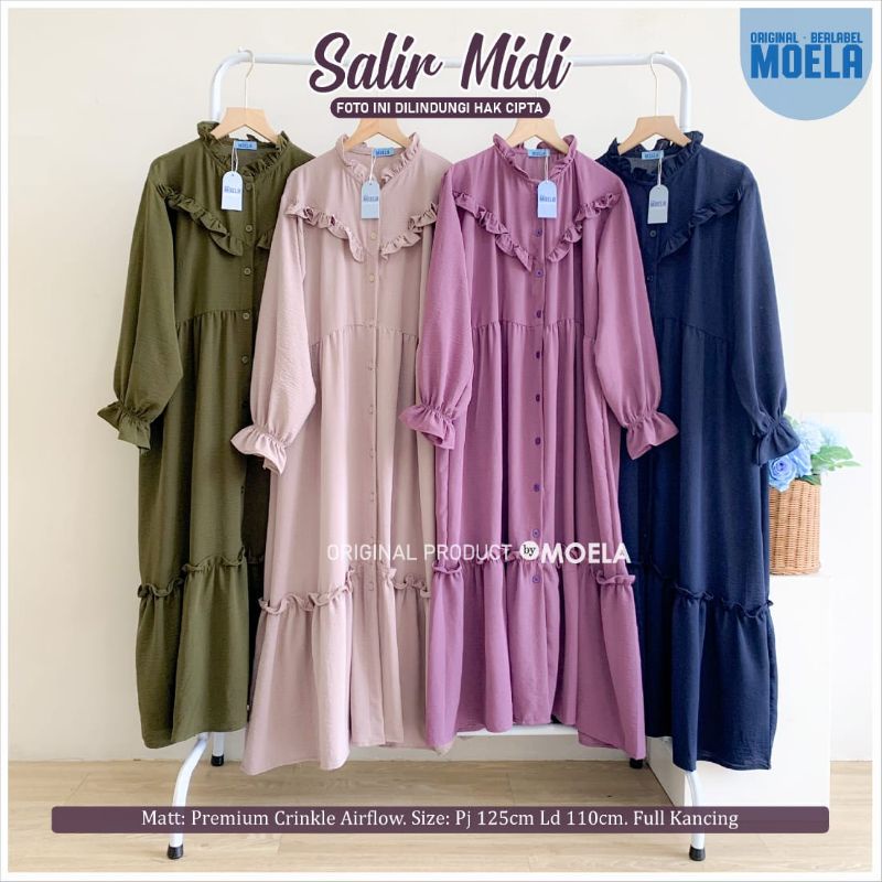 Salir Midi Dress Bahan Crinkle Airflow Premium By MOELA