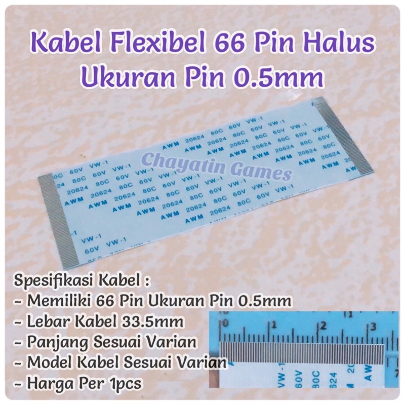 Kabel Flexibel 66 Pin Halus Model &amp; Panjang Sesuai Varian Ukuran Pin 0.5mm