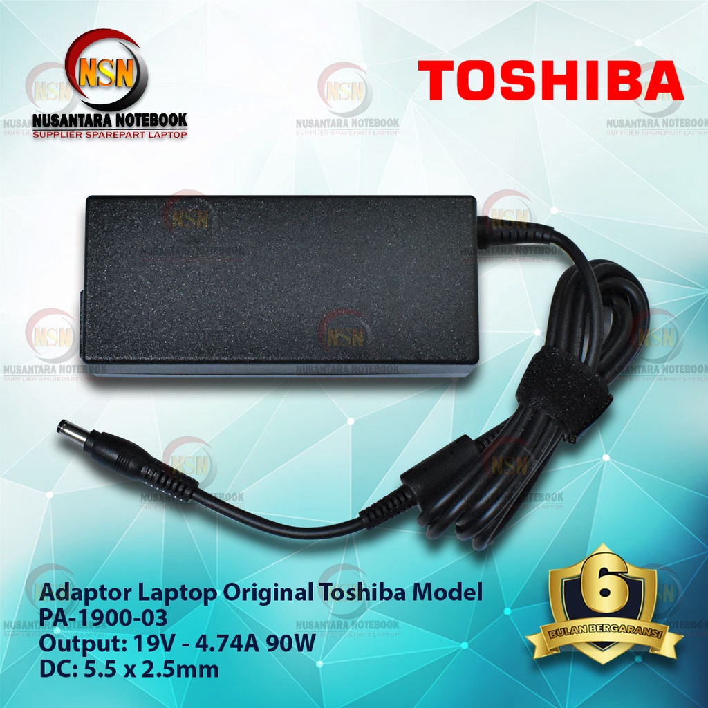 Adaptor Charger Original Toshiba 19V - 4.74A 90W DC 5.5*2.5 mm