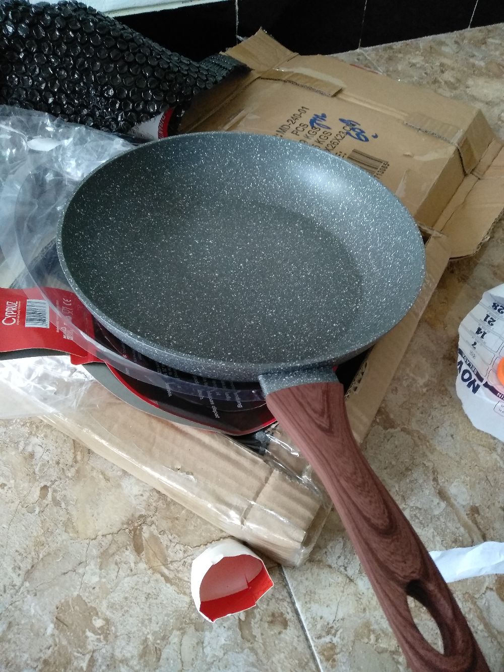 Cypruz Fry Pan 28 Cm Marble Induksi Ceramic Frypan Induction Marbel Wajan Anti Lengket Fp0634 28cm