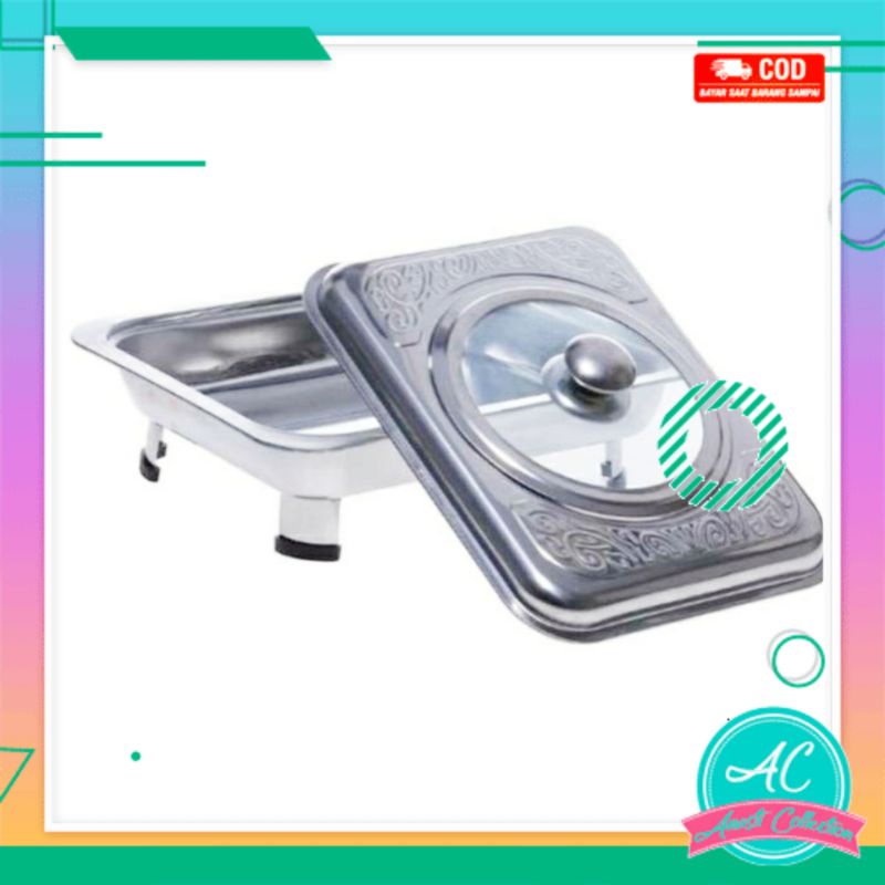 Tempat lauk makan panci prasmanan piring saji catering makanan tutup kaca stainless steel tanpa karat