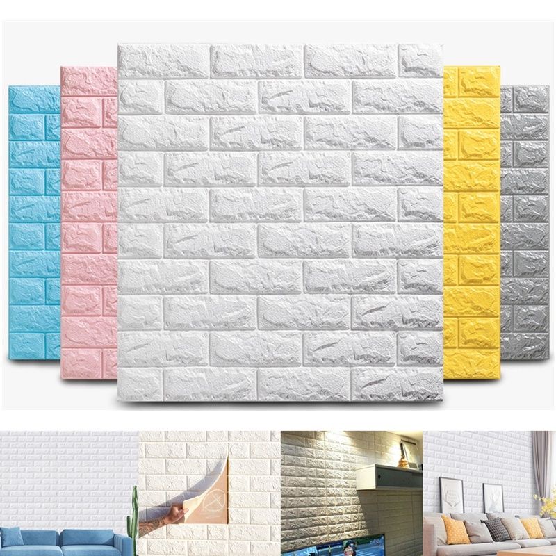 wallpaper dinding 3d foam warna putih