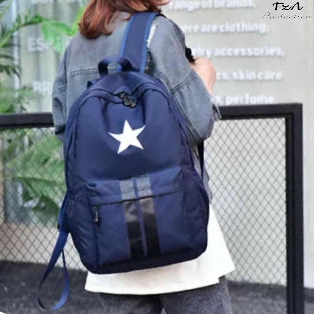 Tas Ransel Gendong Laptop Distro Sekolah Kuliah Pria Wanita Black Murah Original GRATIS Tas Slempang Sporty