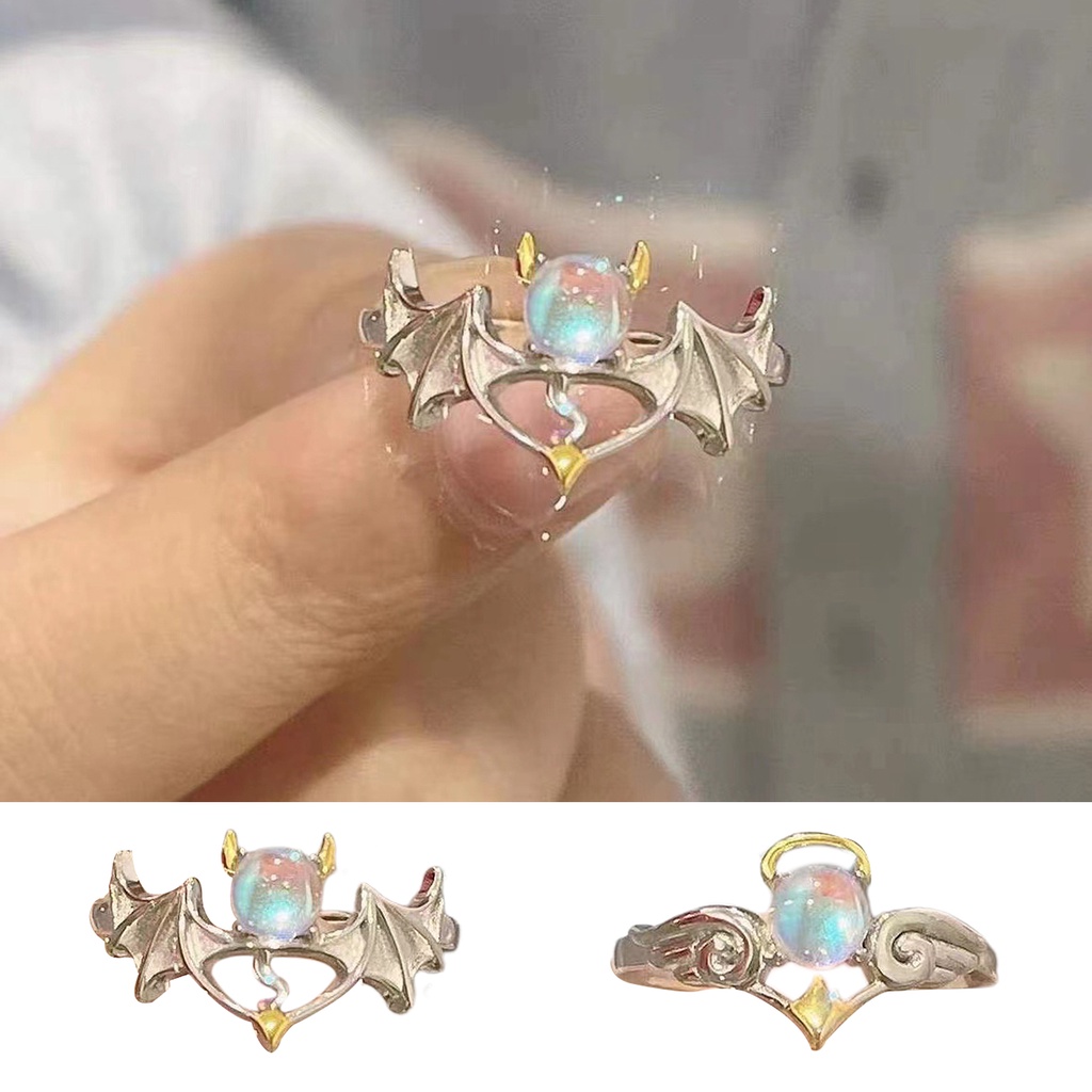 Hu Hu Hu Hu Hu Alat Bantu Pasang Kacamata♡ Cincin Batu Bulan Imitasi Model Terbuka Dapat Disesuaikan Untuk Pasangan