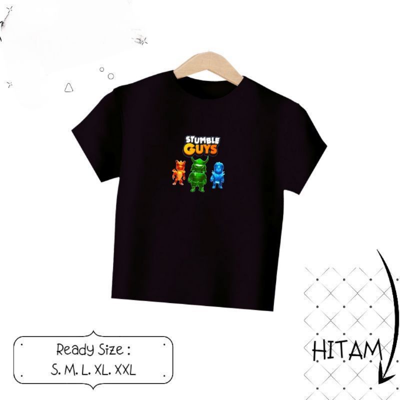 Baju Kaos Atasan Anak Cewek stumble guys(3)1-12tahun  ukuran S.M.L.XL.2XL.3XL