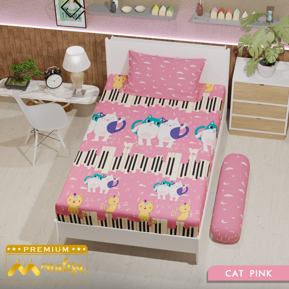 Monalisa Premium Sprei Uk 90/100/120 - Cat Pink