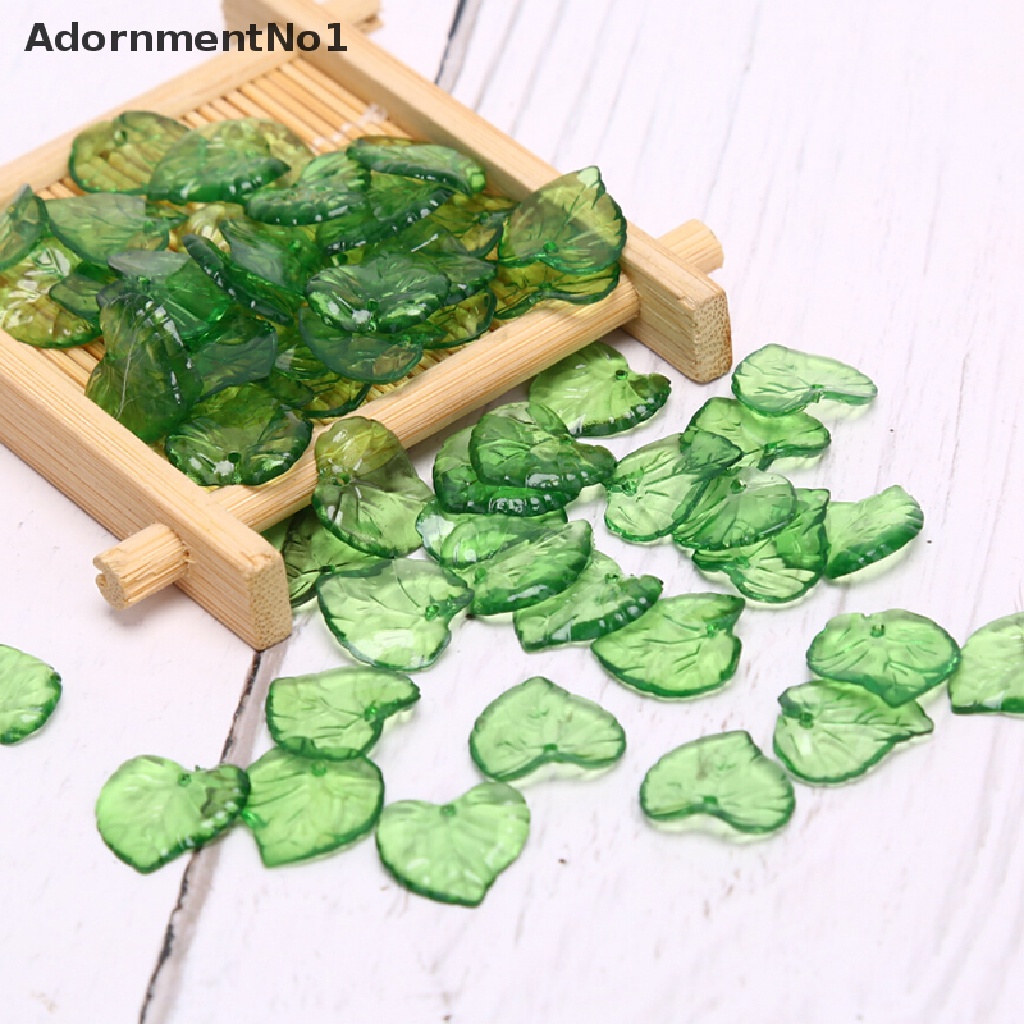 (AdornmentNo1) 100pcs / Lot Liontin Daun Hijau Transparan Bahan Akrilik Untuk DIY Perhiasan