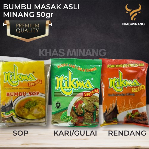 

Bumbu Masak Rendang Kari Gulai Sop Nikma 50gr Daging Ayam Citarasa Khas Padang Minang