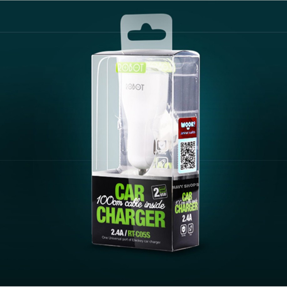 Charger Mobil Robot 2 Usb - Car Charger C05S - Saver 2,4A Original