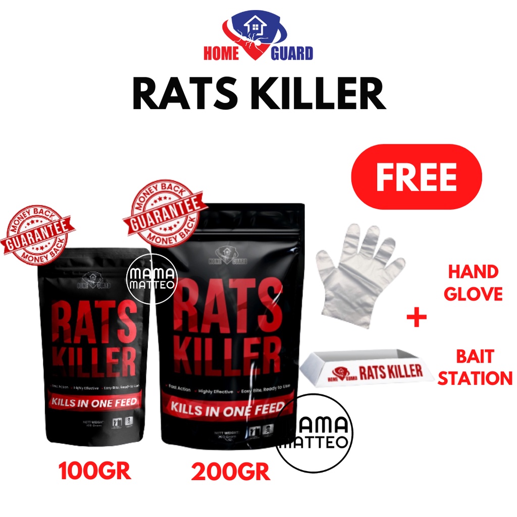 Home Guard Rats Killer 100gr &amp; 200gr / HomeGuard Racun Tikus Mati Kering / Tidak Meninggalkan Bau