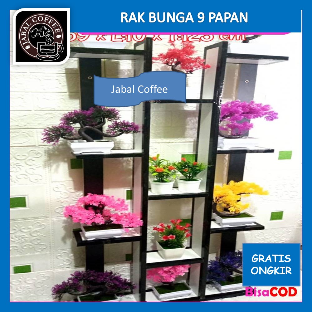 Rak Bunga Susun Kayu Warna / Rak Bunga Kayu Minimalsi 12 Vas / Rak Hiasan Serbaguna Matt Kayu