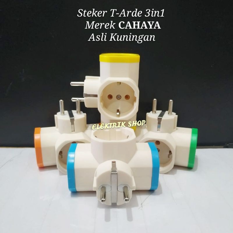 STEKER T-ARDE 3IN1 CAHAYA SNI / COLOKAN T CABANG