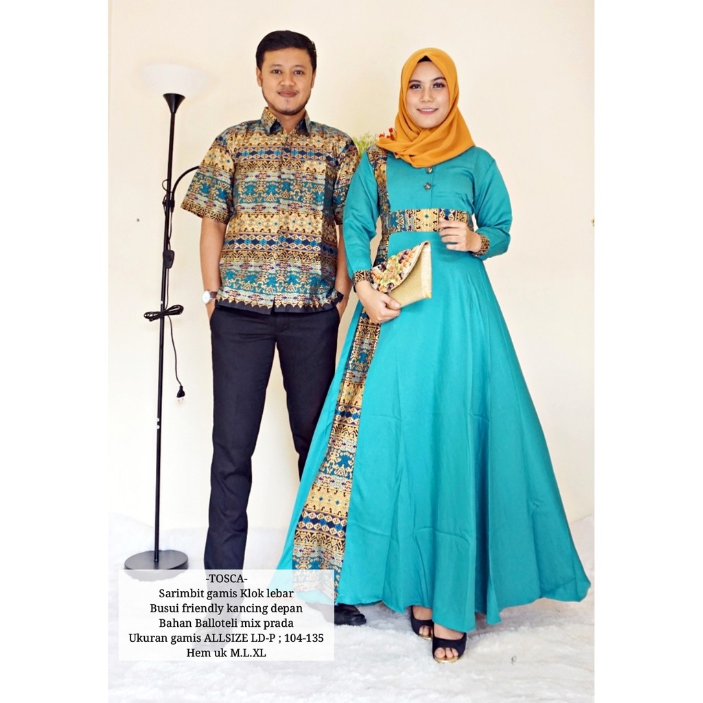 Baju Couple Gamis Batik Terbaru Warna Kuning DY 1806 Shopee Indonesia