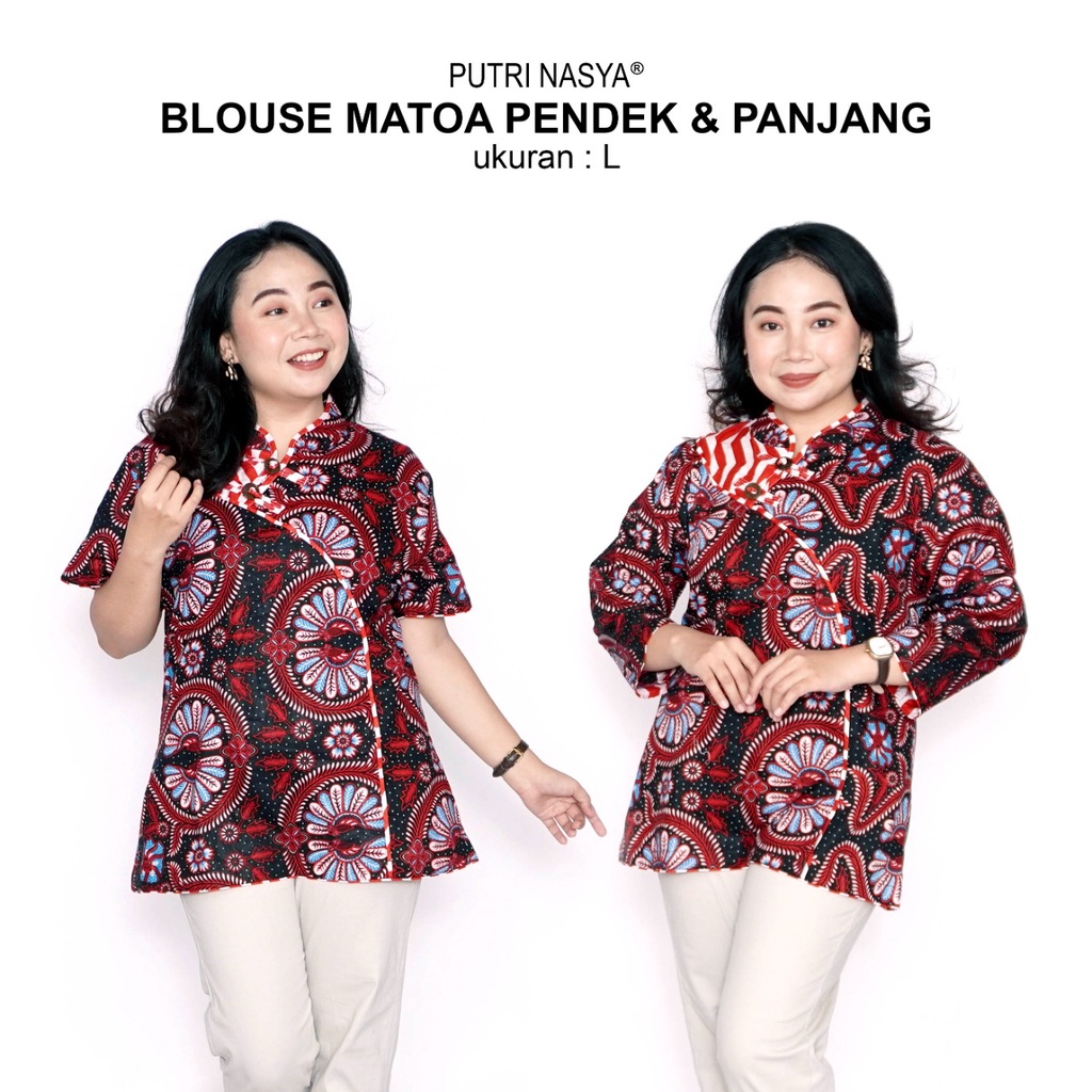 Blouse Big Size Wanita Atasan Batik Lengkap S-M-L-XL-2L-3L-4L-5L-6L-7L Model Blus Jumbo Kerja Batik / Pakaian Batik LD 140 Kekinian / Blus Kantor Kemeja Batik Wanita Model Seragam