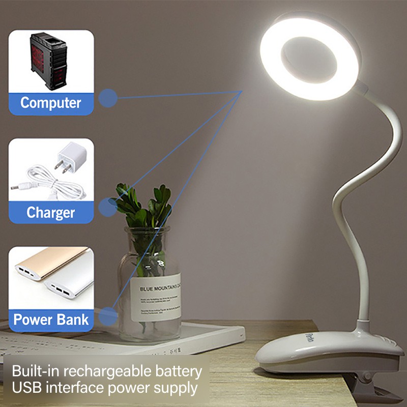 Perfin PFLG01 lampu belajar lampu meja klip 7000K lampu led Pengisian USB lampu emergency led