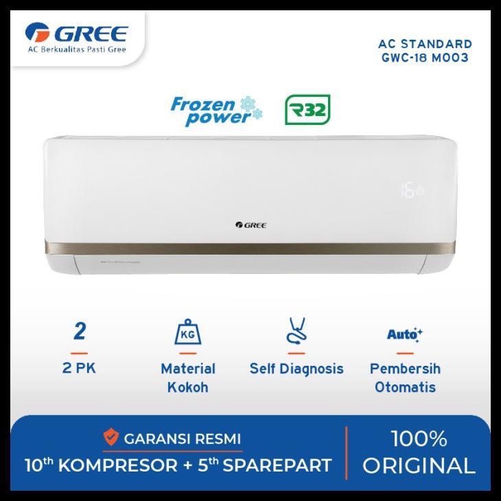 Pendingin Udara AC Gree 2 PK GWC-18 M005A Standar Unit Only {NEW 2023}