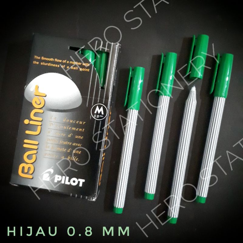 

Pen ballpen pilot ball liner balliner medium 0.8 mm hijau