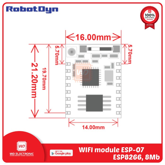 RobotDyn ESP-07 ESP 07 WIFI module ESP8266 8 Mb from RobotDyn