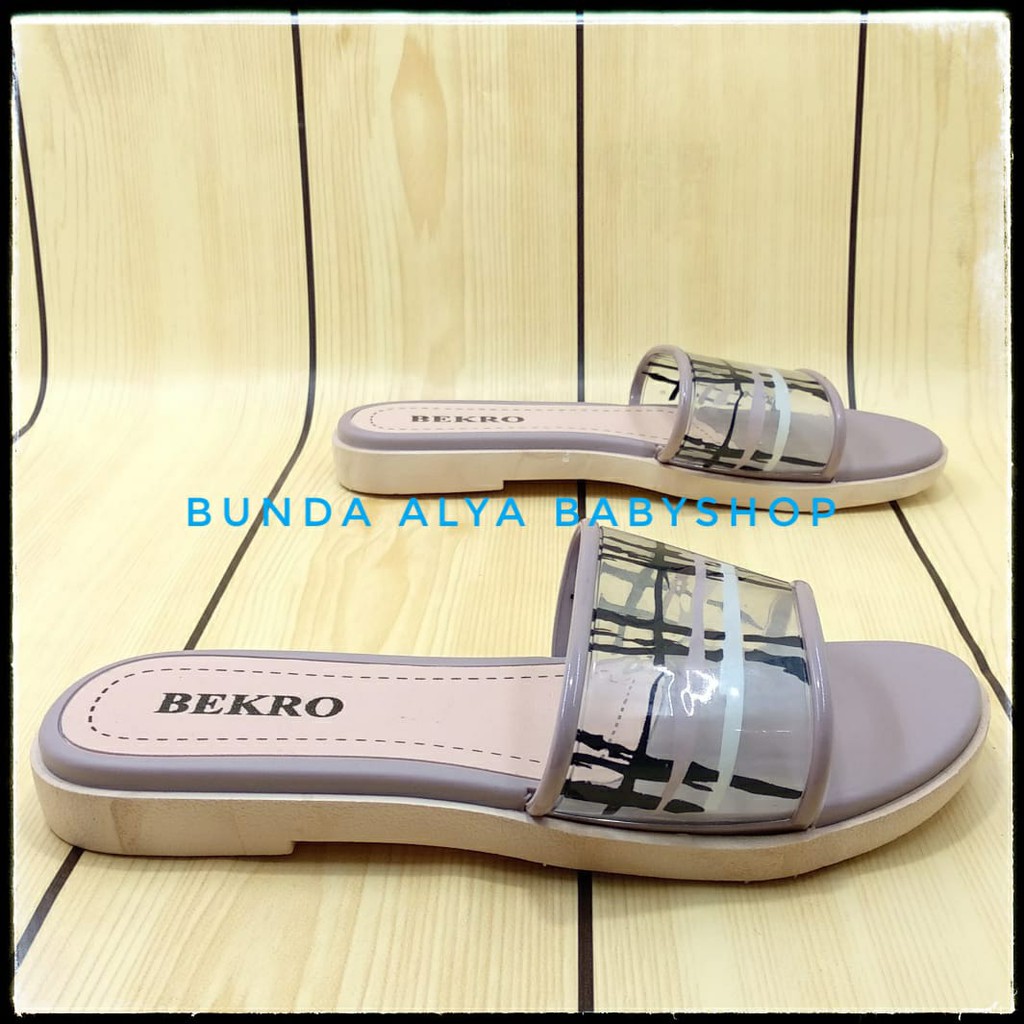 Sendal Slop Wanita UNGU Kotak Size 36 - 40  - Sendal Slop Wanita Alas Karet BEKRO - Sendal SALE