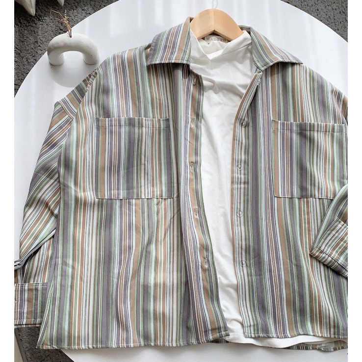 BEFAST - ZRD OOTD Kemeja LETTA / Picato Oversize Candy Cute Shirt XL / Atasan Kemeja Salur Garis-Garis / Kemeja Salur Wanita / Kemeja Bisa Di Jadikan Outer / Kem Viral Di TikTok / Terlaris / Trendy