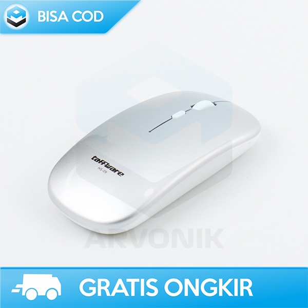 WIRELESS MOUSE 2.4G TAFFWARE DESAIN ELEGAN METALIC USB RECHARGEABLE