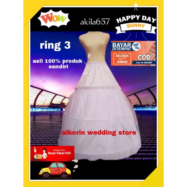 Petikut/peticoat/pengembang gaun pengantin ring 3 dengan plus kain Tile/Perticcoat/Pertikut Pengembang Gaun ring 3 plus tile berkualitas diameter 95 CMPetticoat Ring 3 Murah Meriah Kualitas Baik Rok Pengembang Gaun Wisuda Ujian Pengantin Petikut