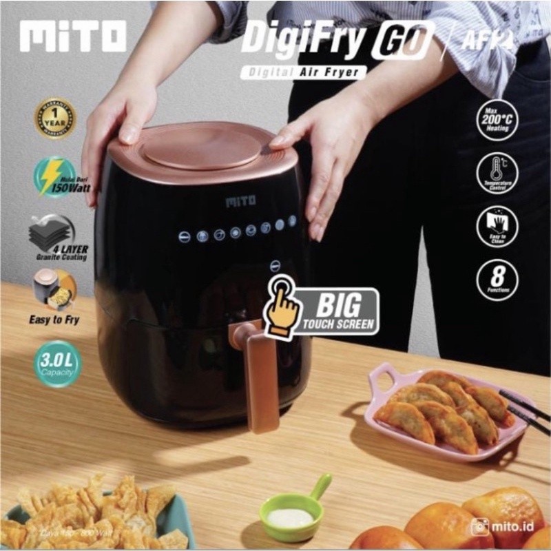 MITO Digital Air Fryer 3 Liter DIGIFRY GO AF2 - Garansi Resmi 1 Tahun