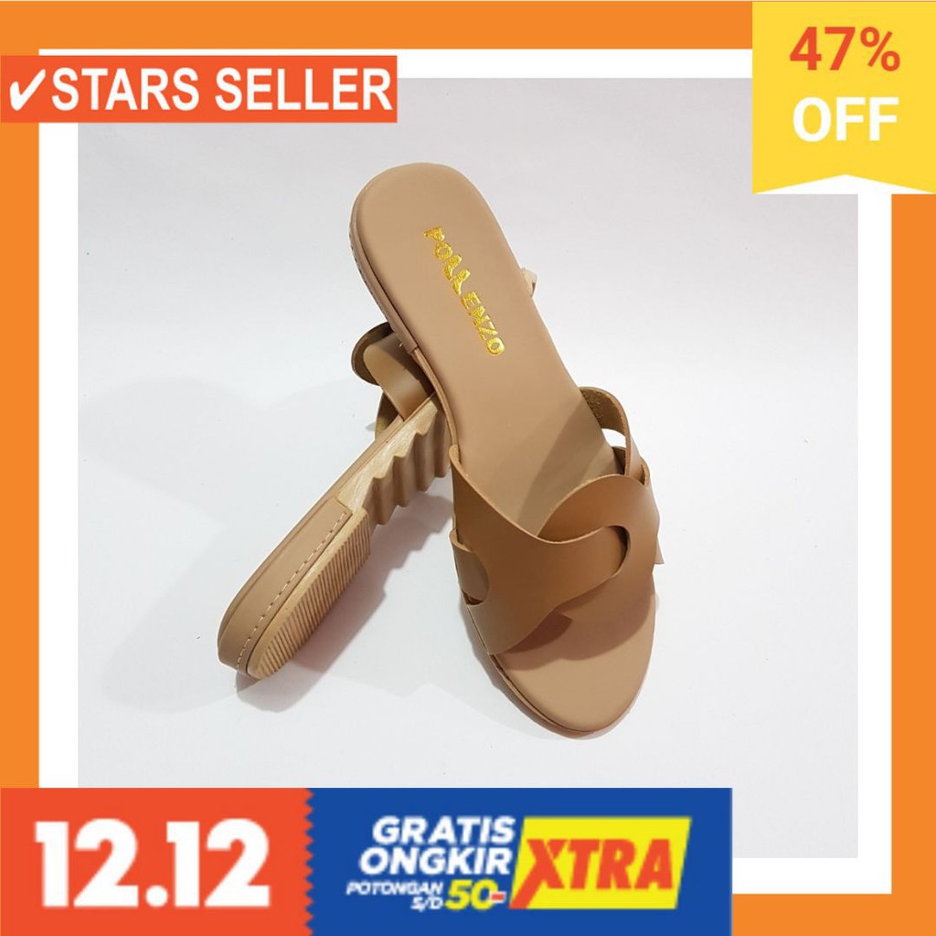 NEW SEPATU CEWE BUAT KERJA NGANTOR MAIN MUNCAK 02/ Pollenzo CYMA Sandal Teplek Wanita ZAP-205