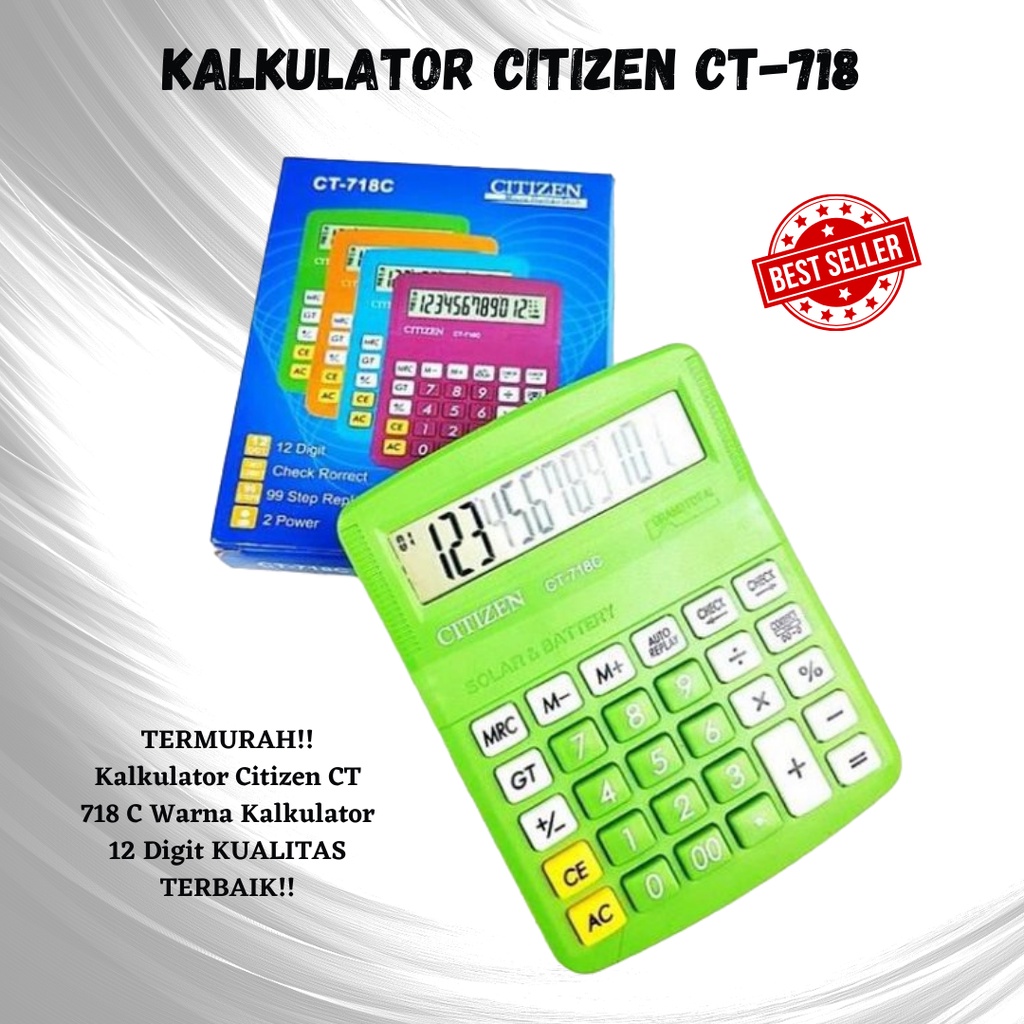 [GRATIS BUBBLE] Kalkulator Citizen CT-718 kalkulator Warna  Kalkulator 12 Digit  KUALITAS TERBAIK