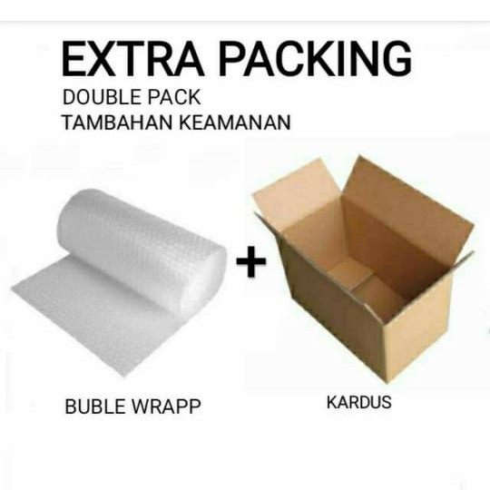 

EXTRA PACKING | KARDUS + BUBLE WRAP + PLASTIK WRAP KEAMANAN TAMBAHAN