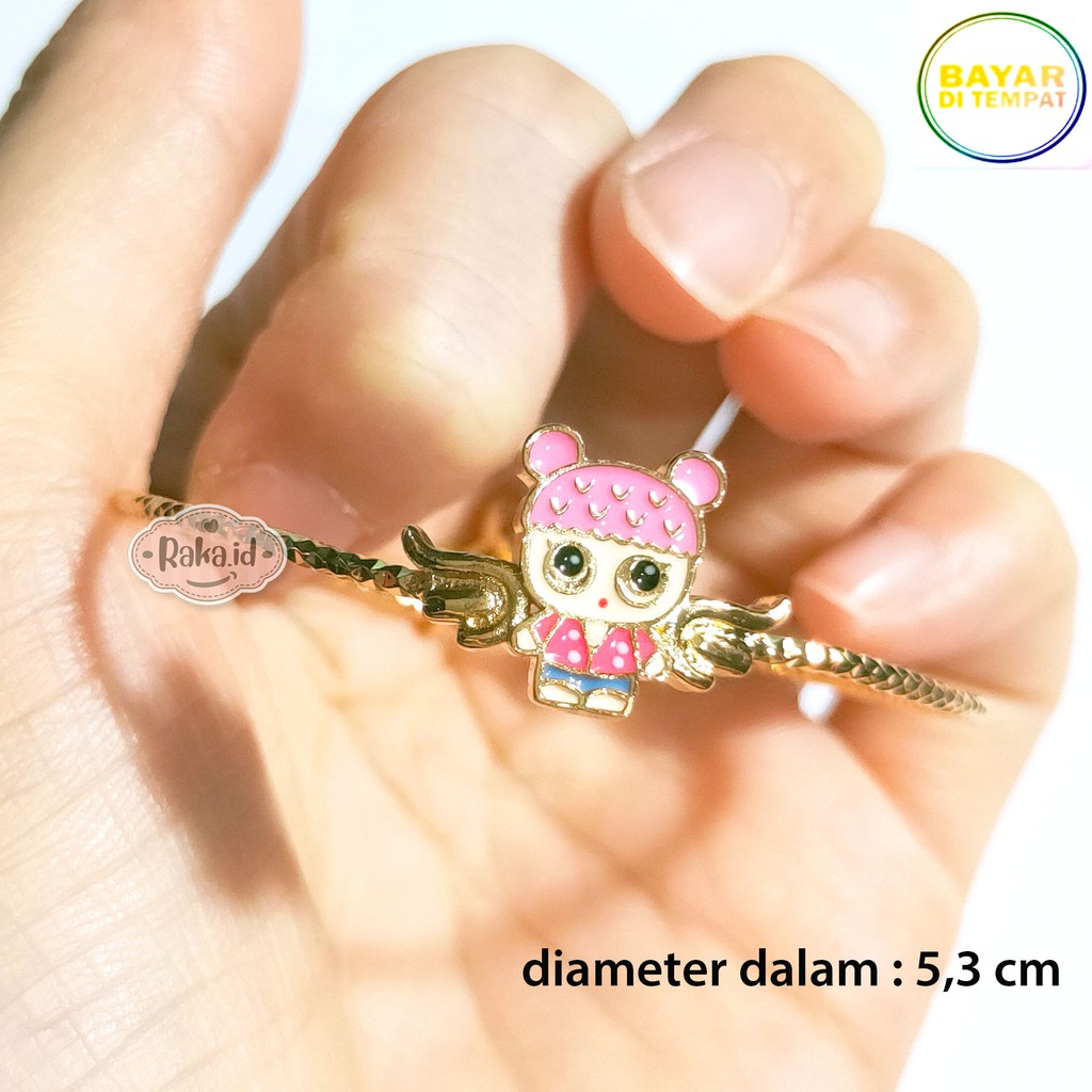 Raka Acc - Gelang Tangan Bangle Anak LOL Kerincing Gold Perhiasan Wanita Menawan Lapis Emas 18k 481