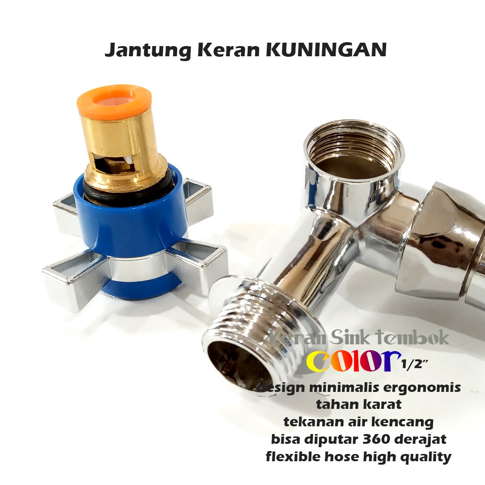 Kran Angsa Flexible Warna 1/2Inch Keran Tembok Flexible Kran Sink Flexible Color Handle Baling