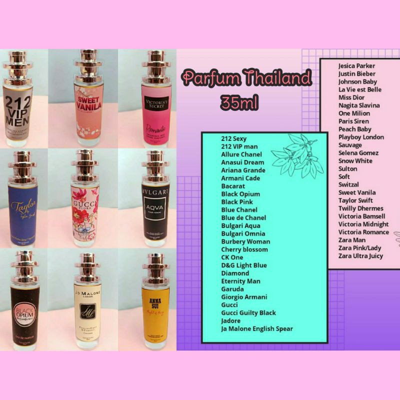 

(PART 1) PARFUM THAILAND 35ML PACKING AMAN EKSTRA BUBBLE WRAP DAN DUS TANPA BIAYA TAMBAHAN PACKING