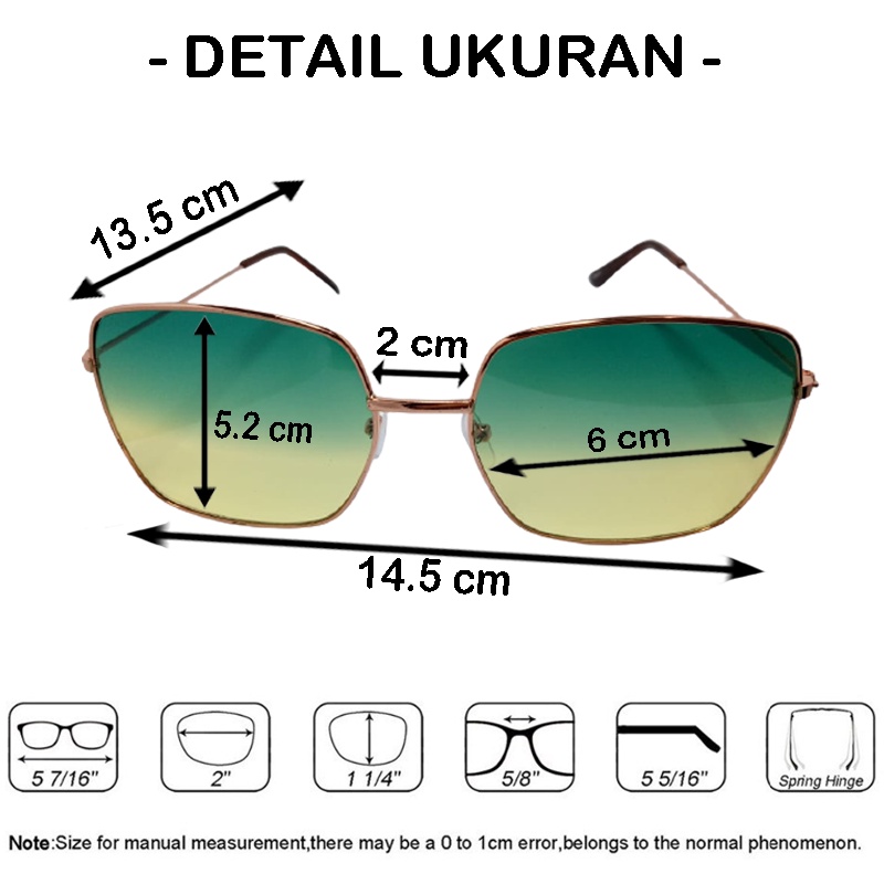 COD (Kualitas Tinggi) Kacamata Bingkai Logam Oversized Wanita Mengemudi Kacamata Sun Kaca mata Hitam Fashion Korea Sunglasses Unisex