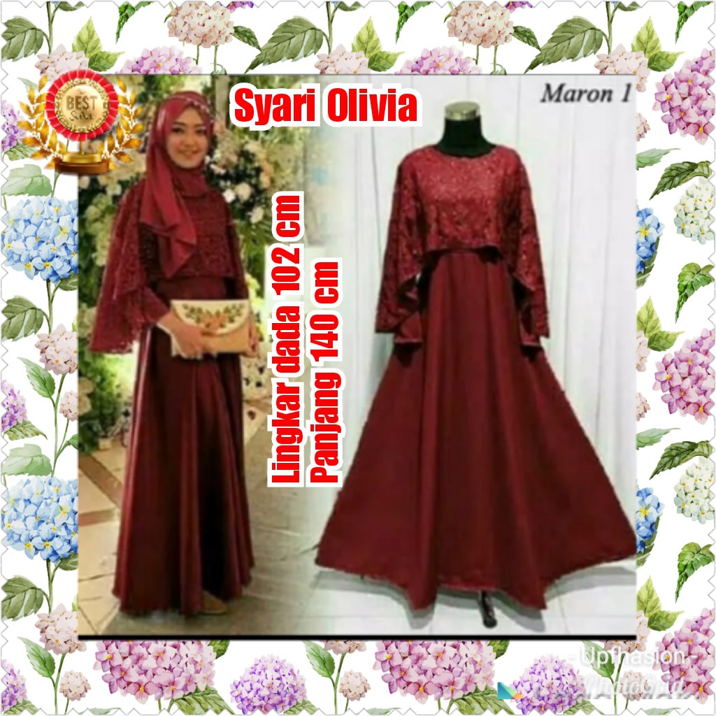 OLIVIA SYARI / WHITE /NAVY / MAROON TERMURAH TERPOPULER/GAMIS/TERMURAH