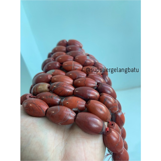 batu alam oval JASPER MERAH DOFF 2,5 x 1,5 cm RED fossil akik natural