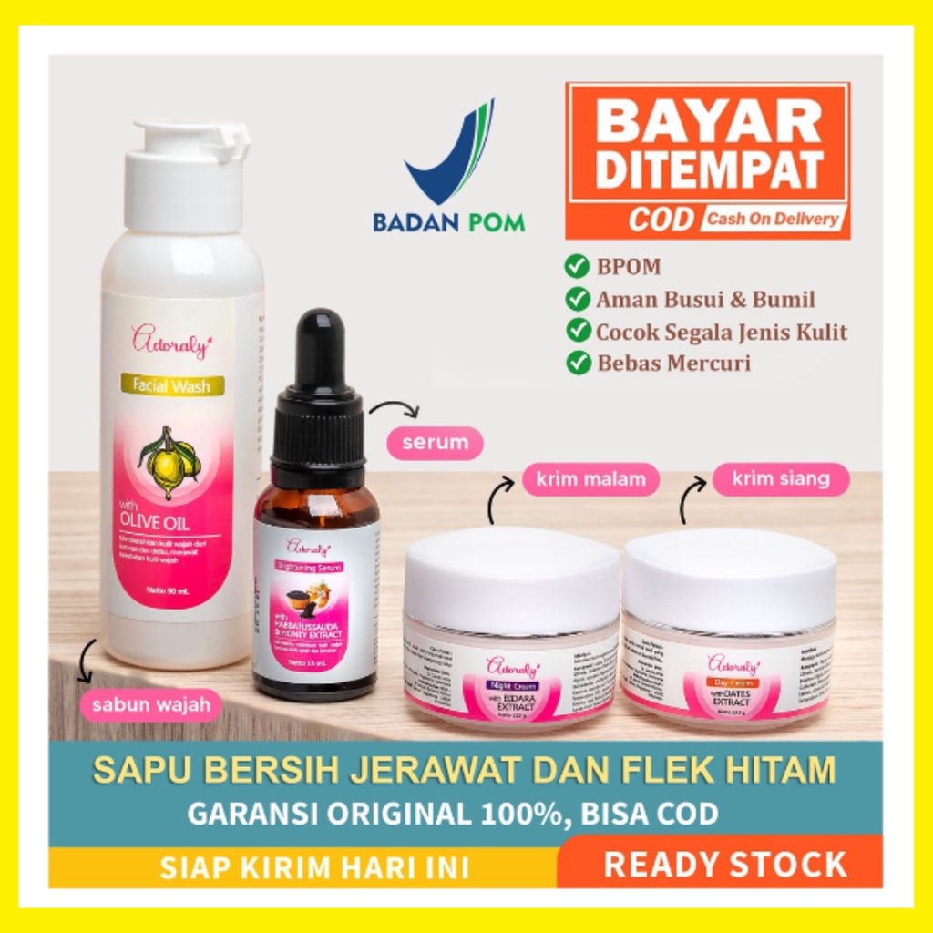 Serum Penghilang Bekas Jerawat Batu Radang Bruntusan Ampuh BPOM Sabun Wajah Adoraly Skincare Ori