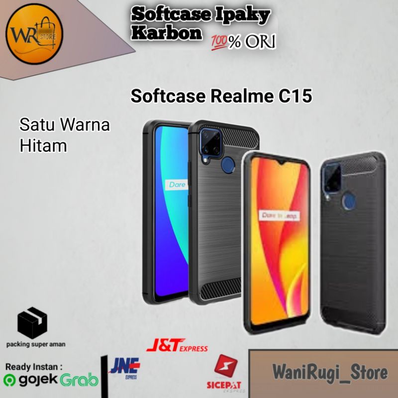 Casing Softcase Ipaky Carbon Realme C15 (casing realme C15)